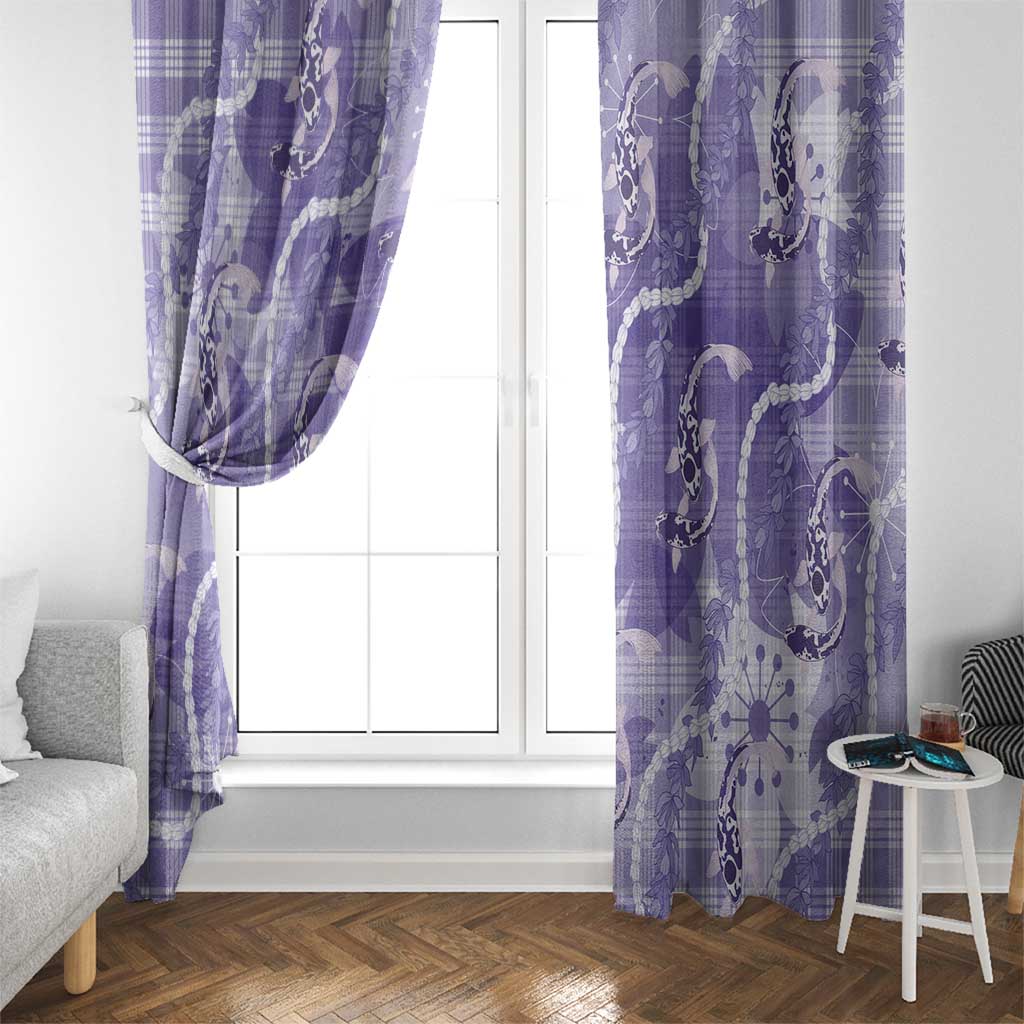 Japanese Koi Fish Window Curtain Purple Wagara Palaka Honohono Pikake Lei LT9 - Polynesian Pride