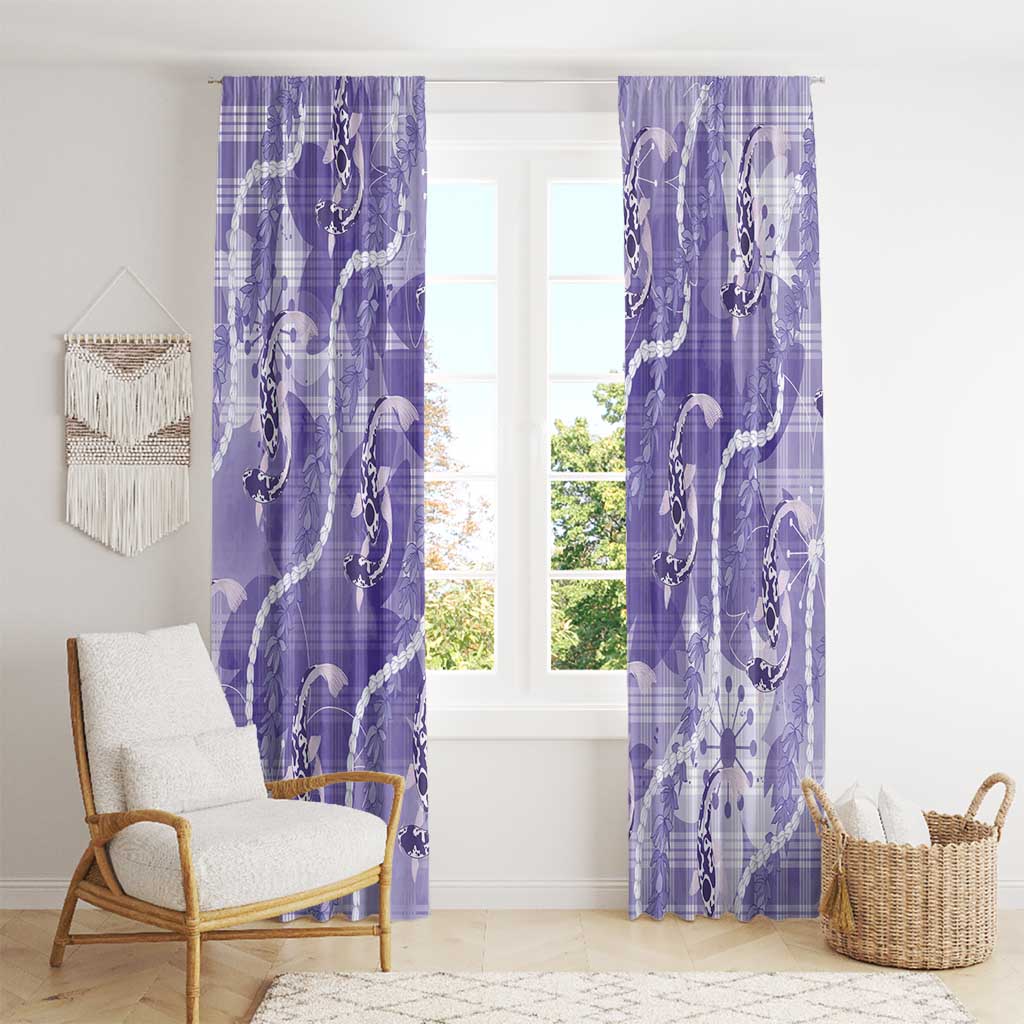 Japanese Koi Fish Window Curtain Purple Wagara Palaka Honohono Pikake Lei LT9 - Polynesian Pride