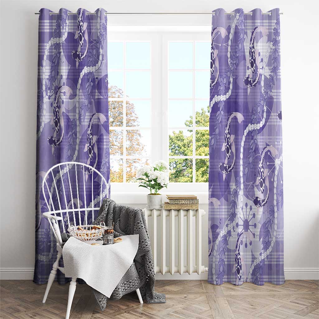 Japanese Koi Fish Window Curtain Purple Wagara Palaka Honohono Pikake Lei LT9 - Polynesian Pride