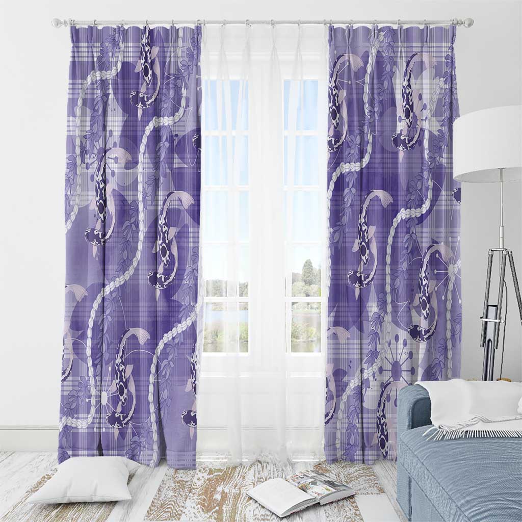 Japanese Koi Fish Window Curtain Purple Wagara Palaka Honohono Pikake Lei LT9 - Polynesian Pride