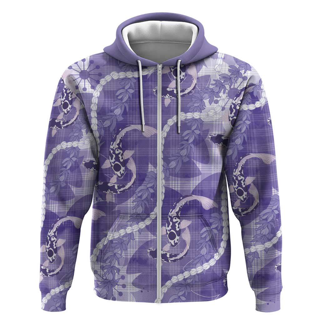 Japanese Koi Fish Zip Hoodie Purple Wagara Palaka Honohono Pikake Lei LT9 Zip Hoodie Purple - Polynesian Pride