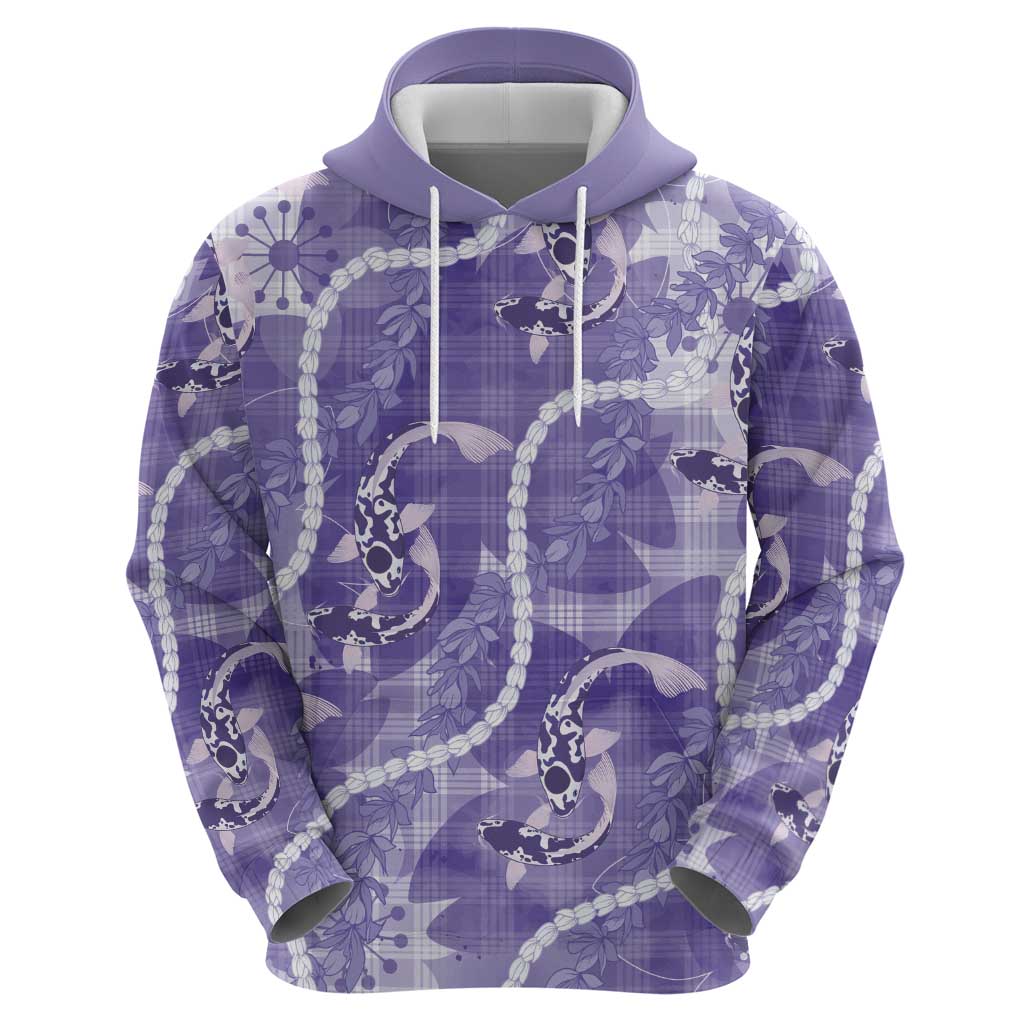 Japanese Koi Fish Zip Hoodie Purple Wagara Palaka Honohono Pikake Lei LT9 - Polynesian Pride