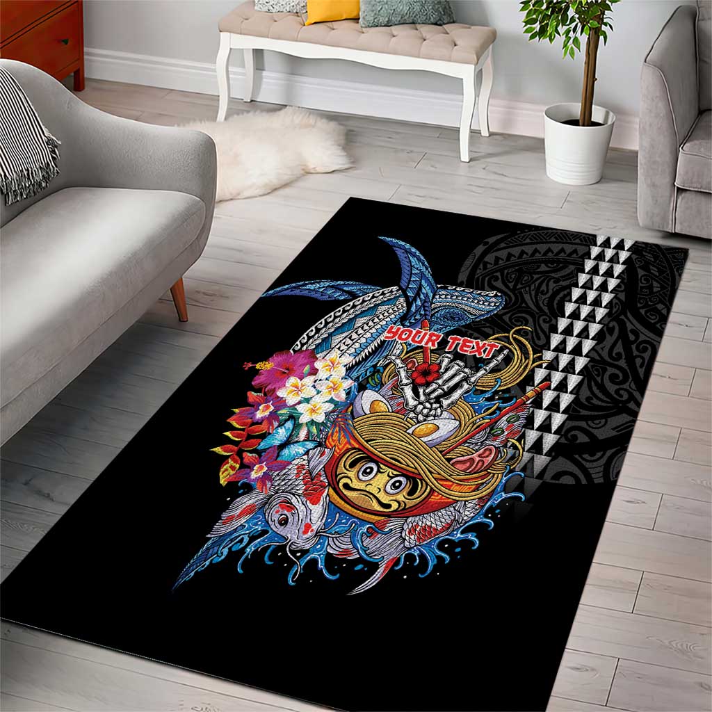 Personalized Japanese Koi Fish Ramen Area Rug Aloha Shark Kakau Pattern LT9 - Polynesian Pride