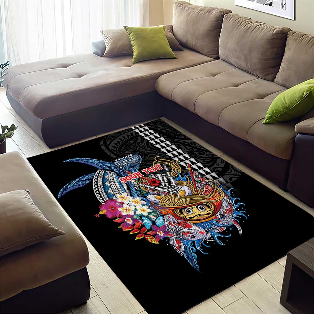 Personalized Japanese Koi Fish Ramen Area Rug Aloha Shark Kakau Pattern LT9 - Polynesian Pride