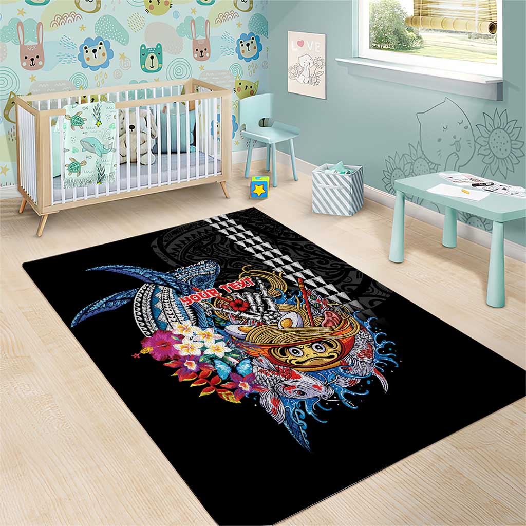 Personalized Japanese Koi Fish Ramen Area Rug Aloha Shark Kakau Pattern LT9 - Polynesian Pride