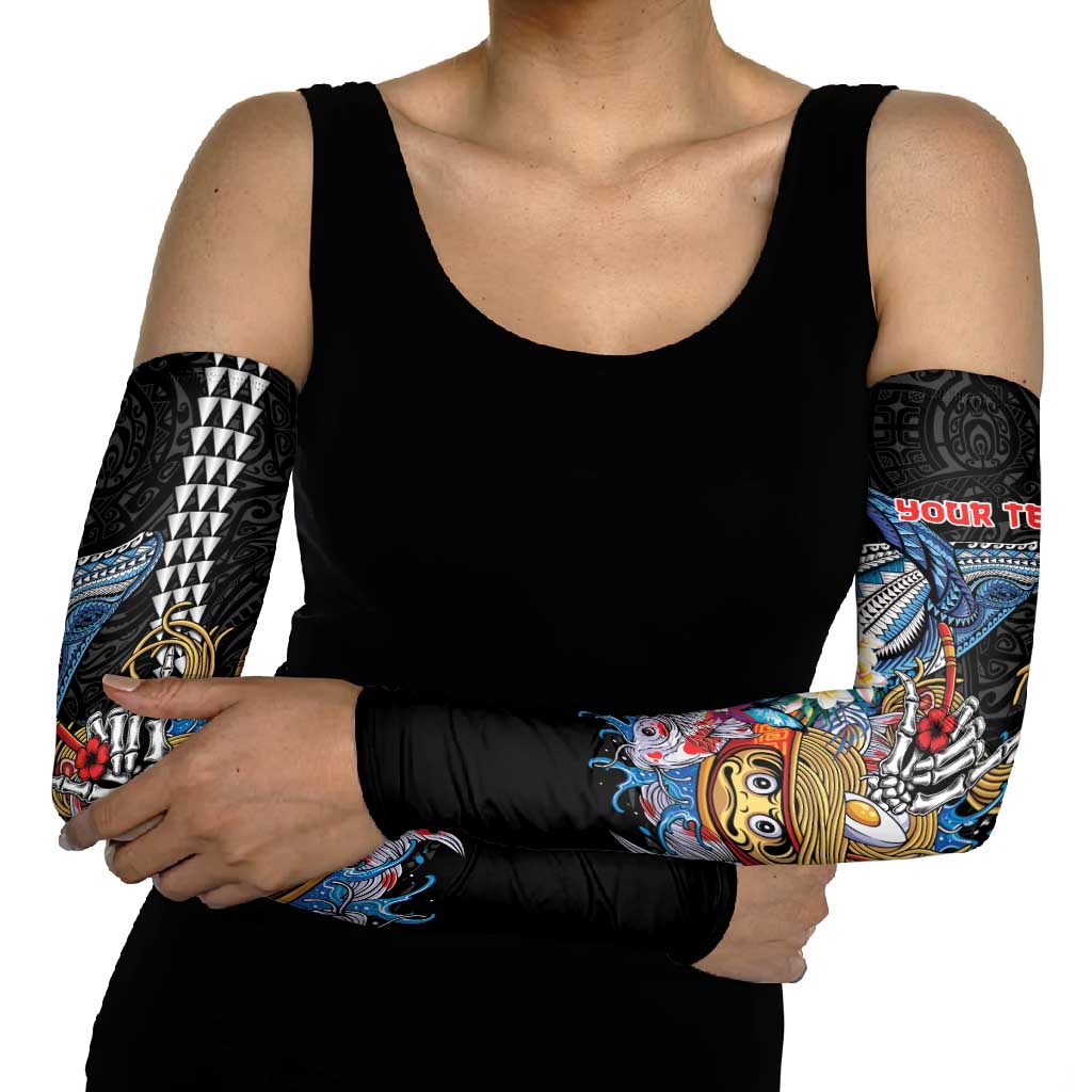 Personalized Japanese Koi Fish Ramen Arm Sleeves Aloha Shark Kakau Pattern LT9 - Polynesian Pride