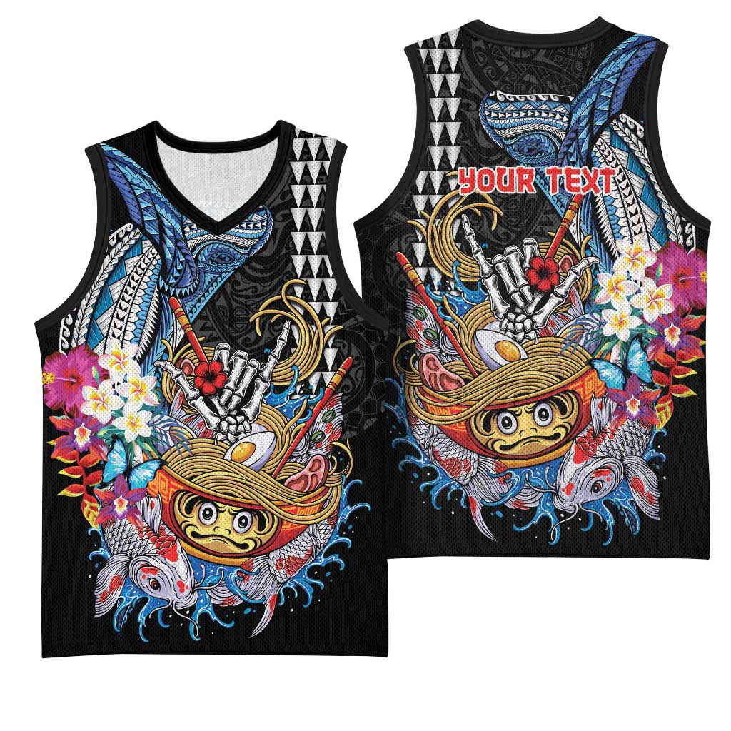 Personalized Japanese Koi Fish Ramen Basketball Jersey Aloha Shark Kakau Pattern LT9 - Polynesian Pride