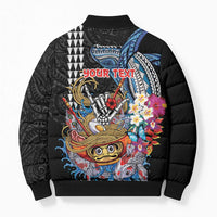 Personalized Japanese Koi Fish Ramen Bomber Puffer Jacket Aloha Shark Kakau Pattern