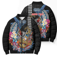 Personalized Japanese Koi Fish Ramen Bomber Puffer Jacket Aloha Shark Kakau Pattern