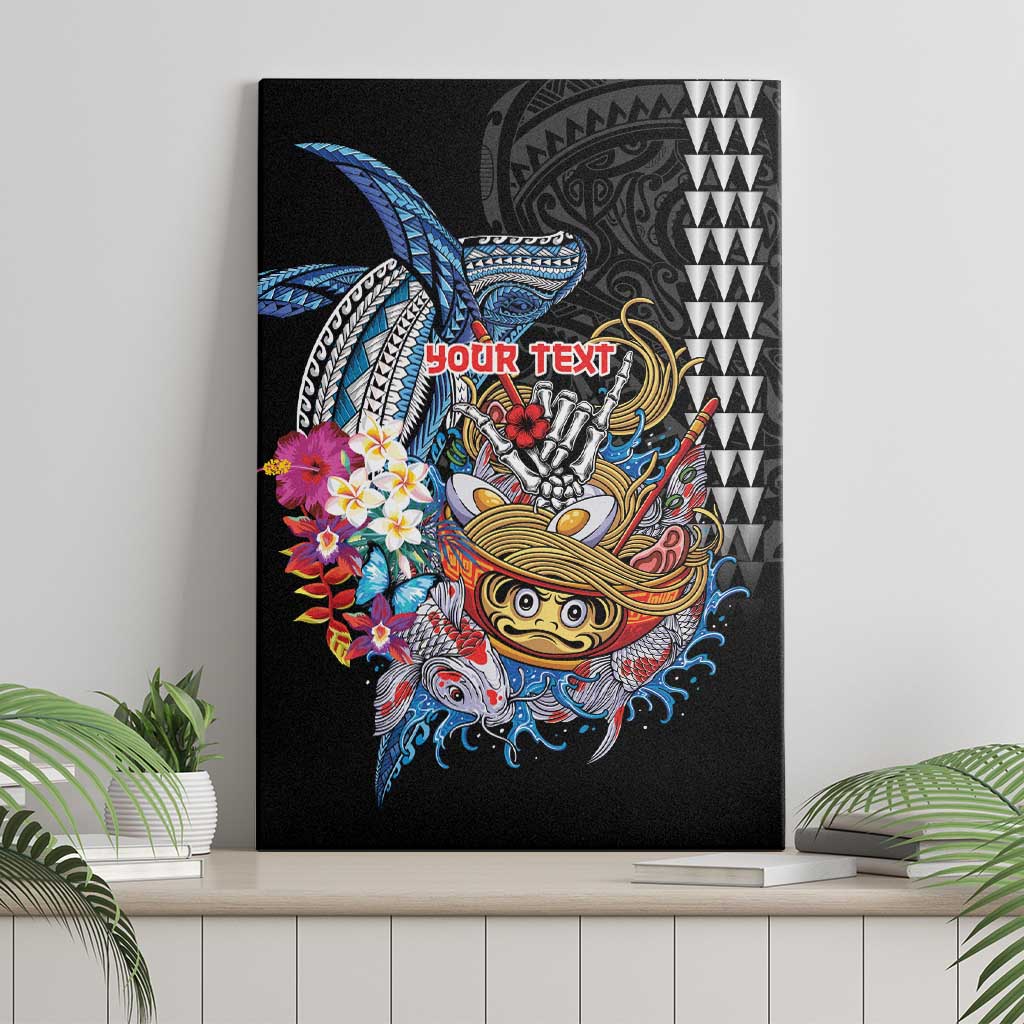Personalized Japanese Koi Fish Ramen Canvas Wall Art Aloha Shark Kakau Pattern LT9 - Polynesian Pride