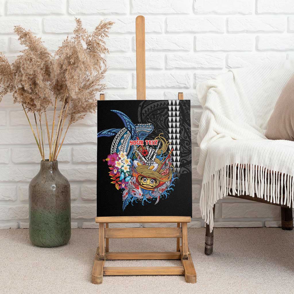 Personalized Japanese Koi Fish Ramen Canvas Wall Art Aloha Shark Kakau Pattern LT9 - Polynesian Pride