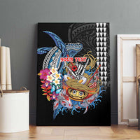 Personalized Japanese Koi Fish Ramen Canvas Wall Art Aloha Shark Kakau Pattern LT9 - Polynesian Pride