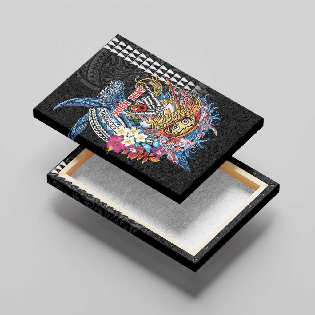 Personalized Japanese Koi Fish Ramen Canvas Wall Art Aloha Shark Kakau Pattern LT9 - Polynesian Pride