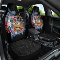 Personalized Japanese Koi Fish Ramen Car Seat Cover Aloha Shark Kakau Pattern LT9 One Size Black - Polynesian Pride