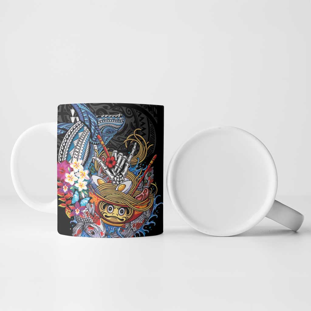 Personalized Japanese Koi Fish Ramen Ceramic Mug Aloha Shark Kakau Pattern LT9 - Polynesian Pride