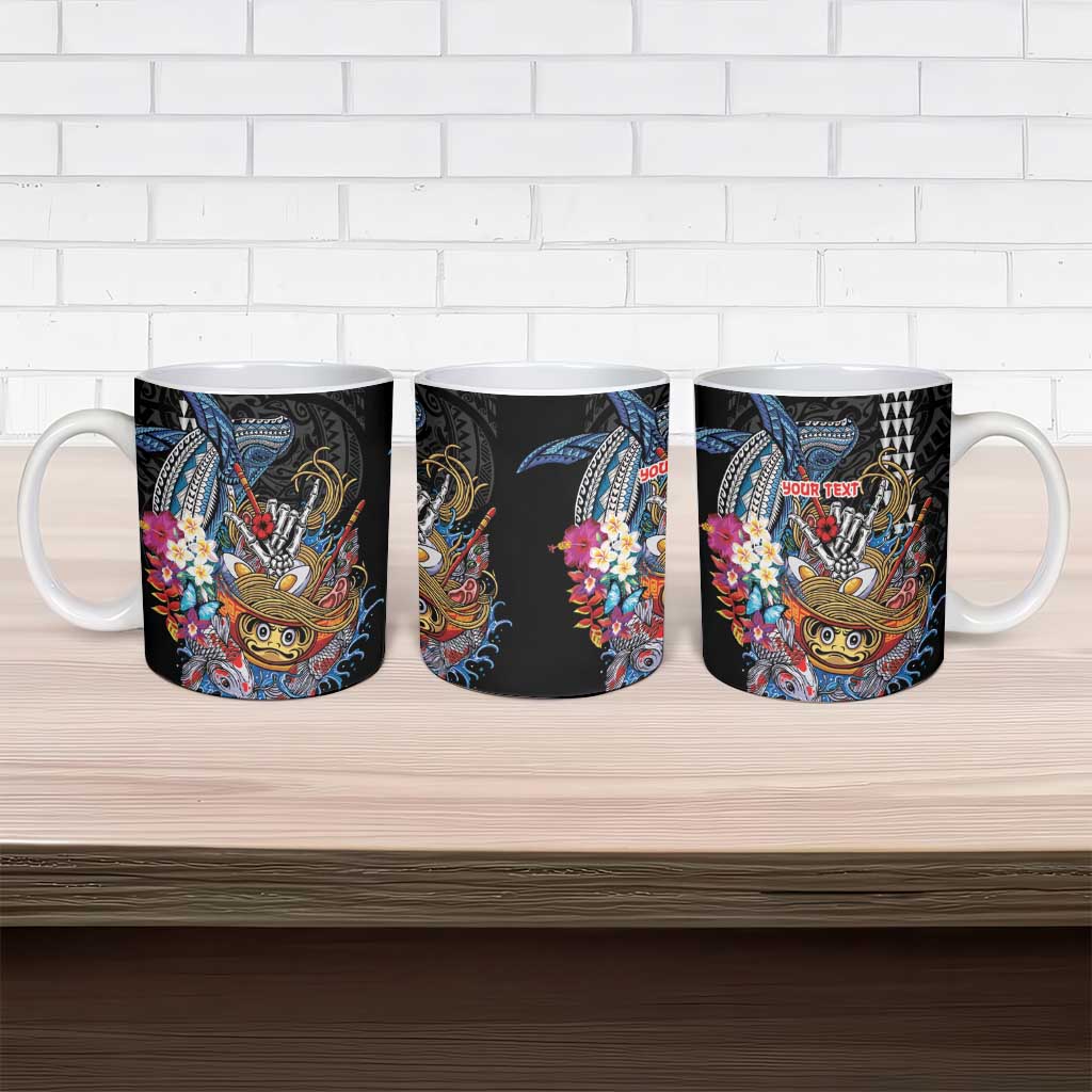 Personalized Japanese Koi Fish Ramen Ceramic Mug Aloha Shark Kakau Pattern LT9 - Polynesian Pride