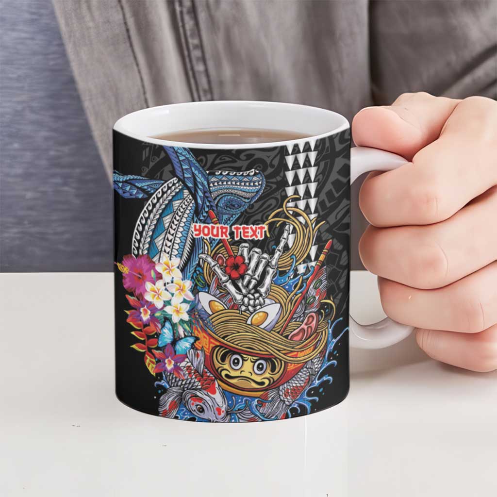 Personalized Japanese Koi Fish Ramen Ceramic Mug Aloha Shark Kakau Pattern LT9 - Polynesian Pride