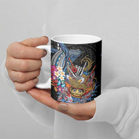 Personalized Japanese Koi Fish Ramen Ceramic Mug Aloha Shark Kakau Pattern LT9 - Polynesian Pride