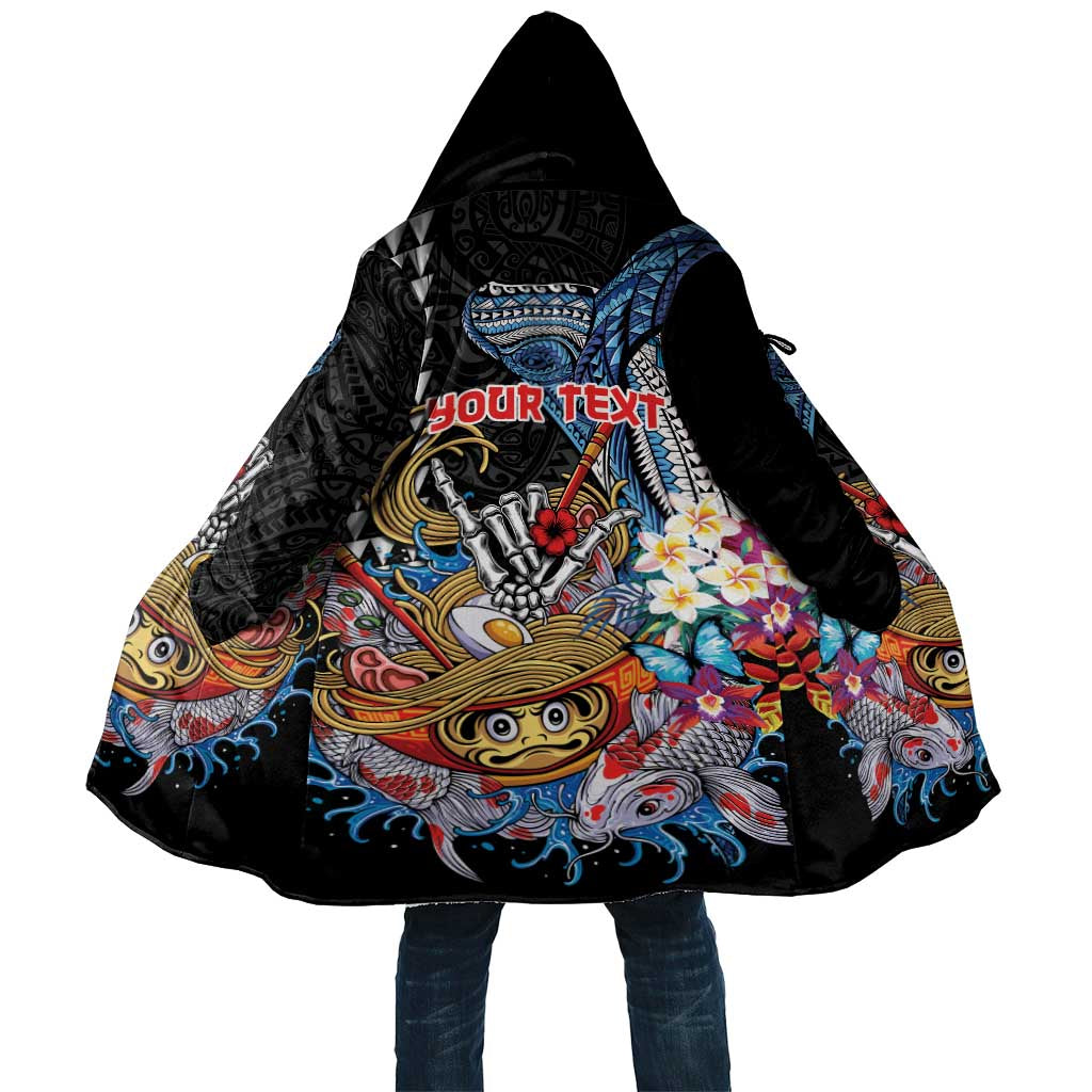 Personalized Japanese Koi Fish Ramen Cloak Aloha Shark Kakau Pattern LT9 Unisex Black - Polynesian Pride