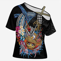 Personalized Japanese Koi Fish Ramen Cross Shoulder Shirt Aloha Shark Kakau Pattern