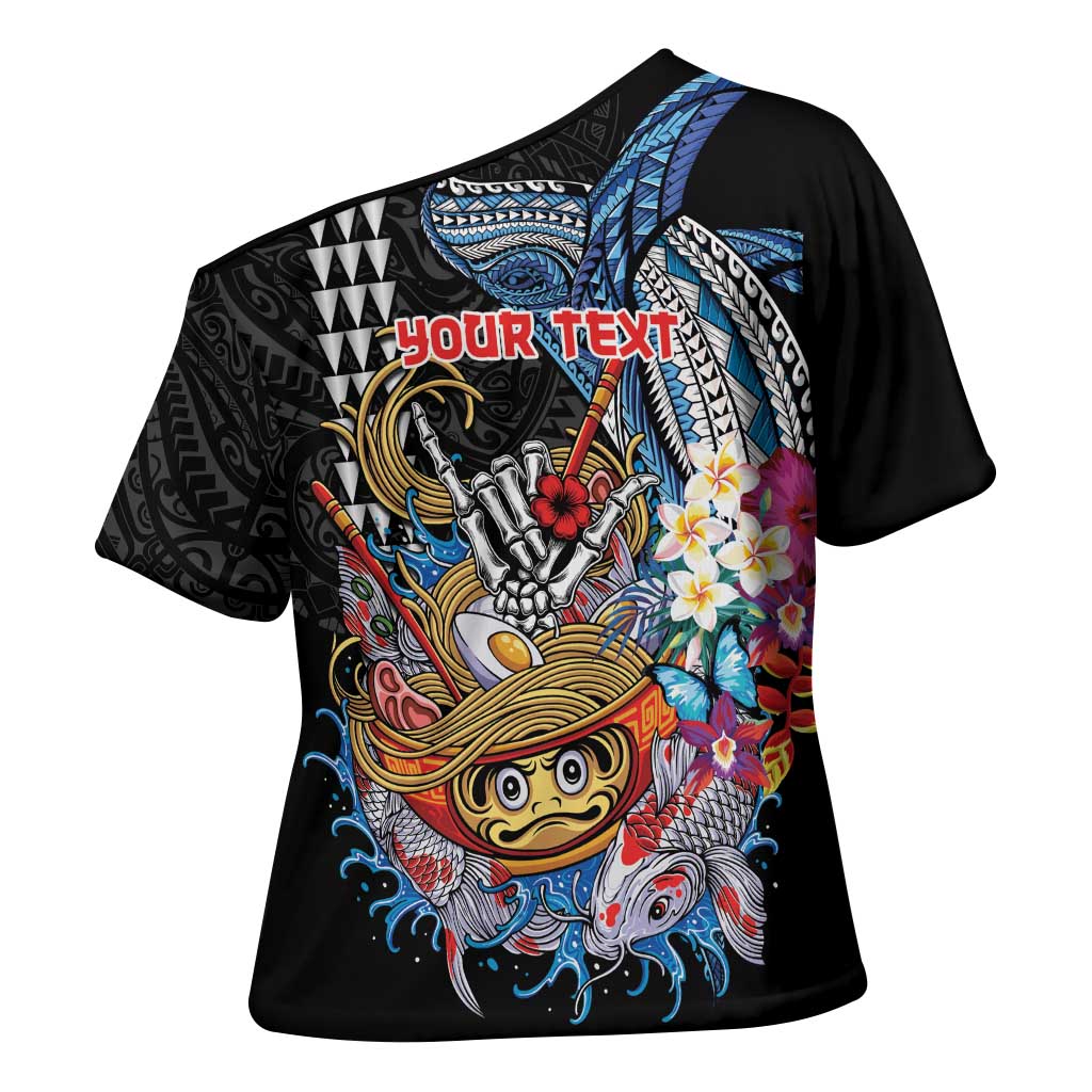 Personalized Japanese Koi Fish Ramen Cross Shoulder Shirt Aloha Shark Kakau Pattern