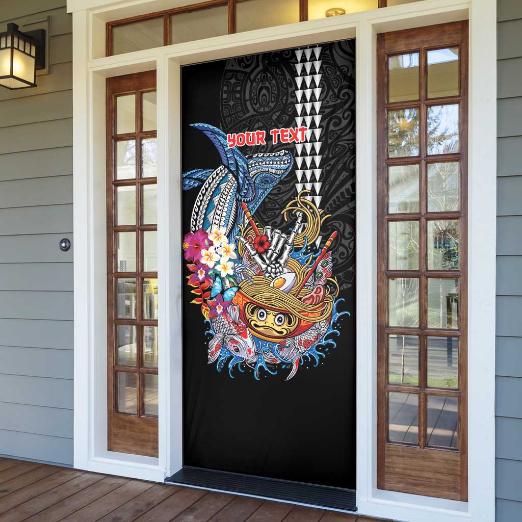Personalized Japanese Koi Fish Ramen Door Cover Aloha Shark Kakau Pattern LT9 - Polynesian Pride