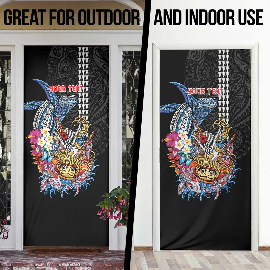 Personalized Japanese Koi Fish Ramen Door Cover Aloha Shark Kakau Pattern LT9 - Polynesian Pride
