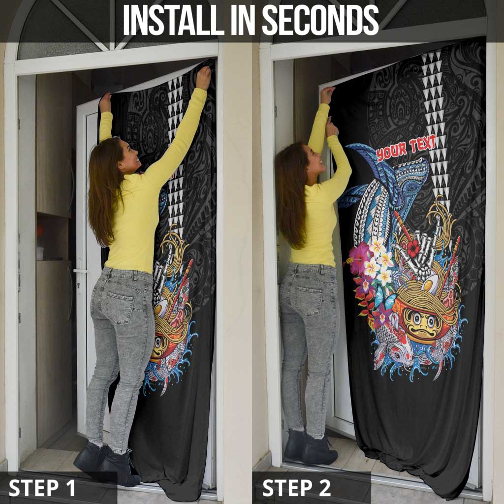 Personalized Japanese Koi Fish Ramen Door Cover Aloha Shark Kakau Pattern LT9 - Polynesian Pride