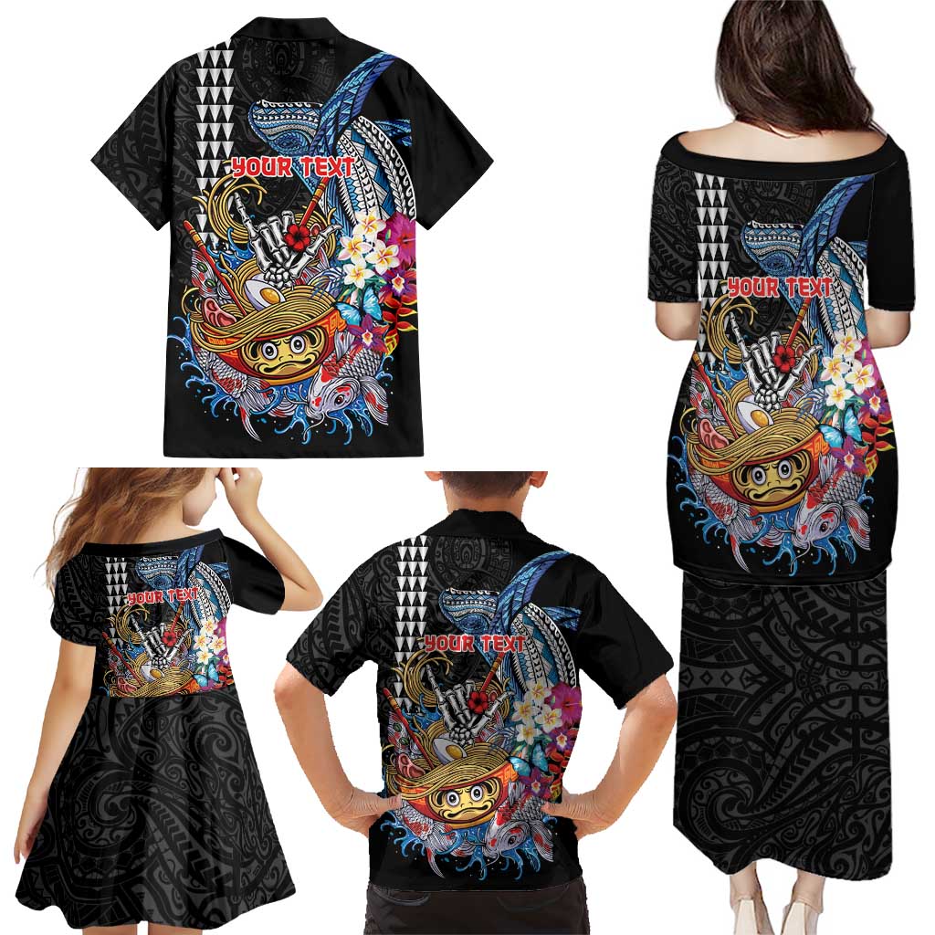 Personalized Japanese Koi Fish Ramen Family Matching Puletasi and Hawaiian Shirt Aloha Shark Kakau Pattern LT9 - Polynesian Pride