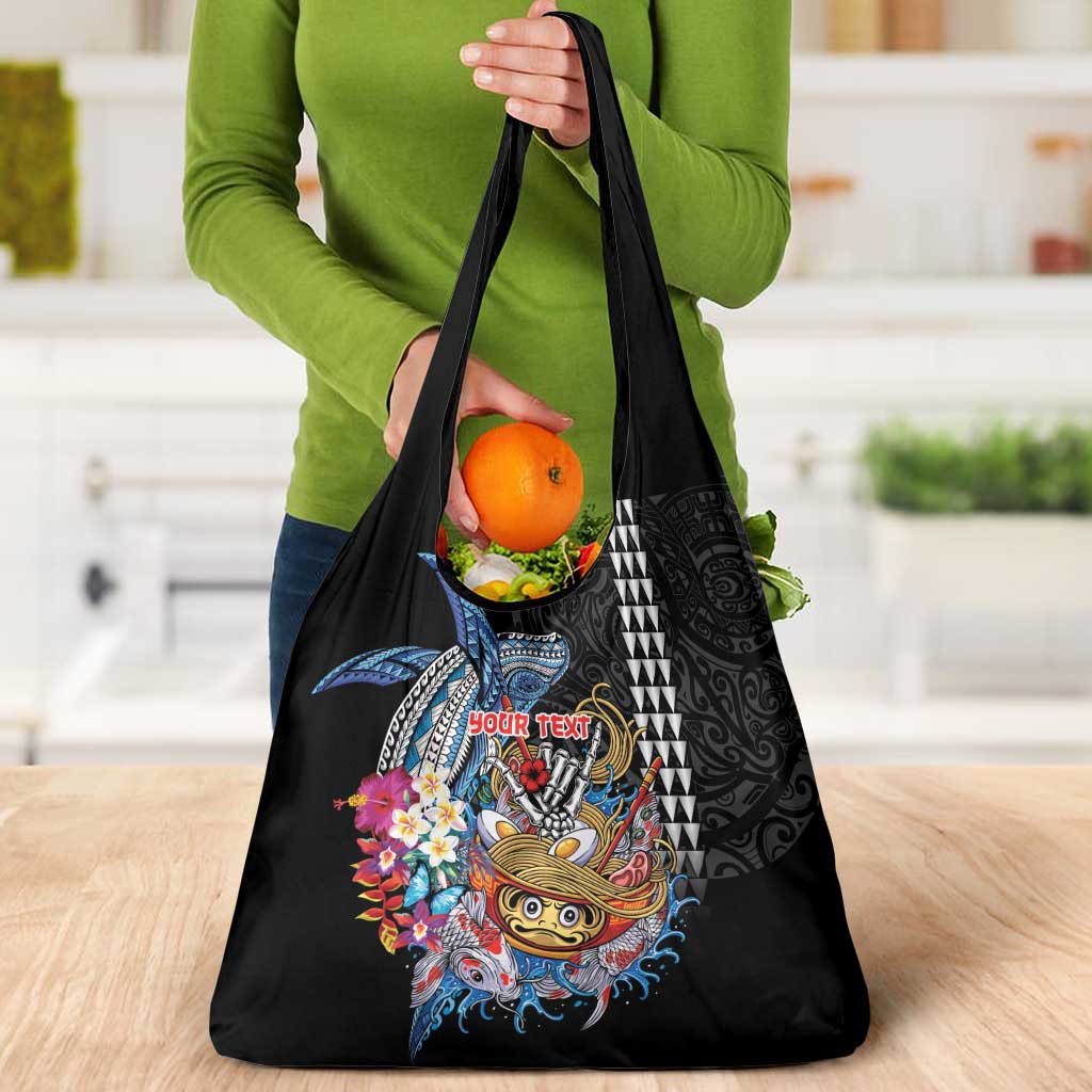 Personalized Japanese Koi Fish Ramen Grocery Bag Aloha Shark Kakau Pattern LT9 - Polynesian Pride