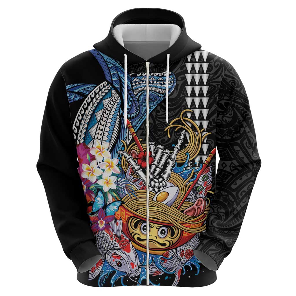 Personalized Japanese Koi Fish Ramen Hoodie Aloha Shark Kakau Pattern