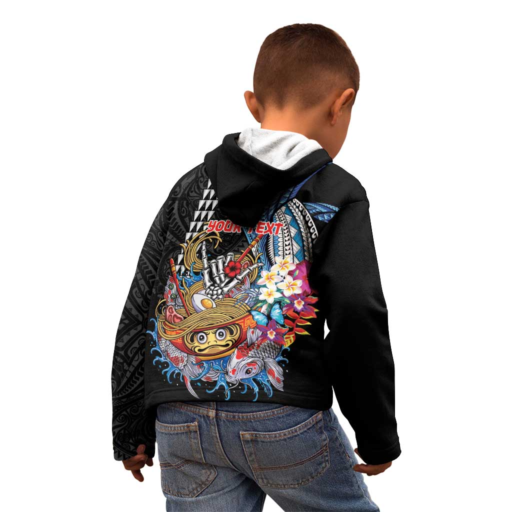 Personalized Japanese Koi Fish Ramen Kid Hoodie Aloha Shark Kakau Pattern LT9 - Polynesian Pride
