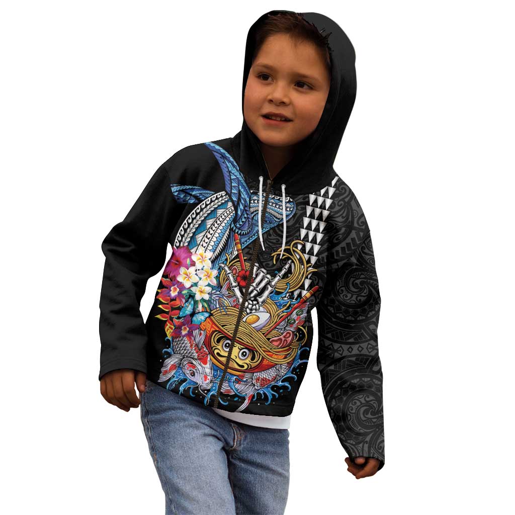 Personalized Japanese Koi Fish Ramen Kid Hoodie Aloha Shark Kakau Pattern LT9 - Polynesian Pride
