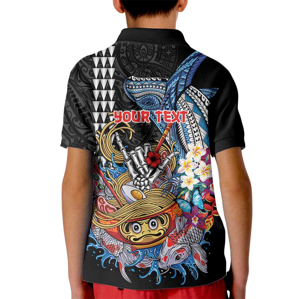 Personalized Japanese Koi Fish Ramen Kid Polo Shirt Aloha Shark Kakau Pattern LT9 - Polynesian Pride