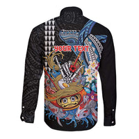 Personalized Japanese Koi Fish Ramen Long Sleeve Button Shirt Aloha Shark Kakau Pattern LT9 - Polynesian Pride