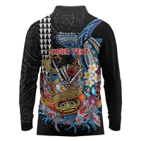 Personalized Japanese Koi Fish Ramen Long Sleeve Polo Shirt Aloha Shark Kakau Pattern LT9 - Polynesian Pride