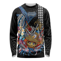 Personalized Japanese Koi Fish Ramen Long Sleeve Shirt Aloha Shark Kakau Pattern LT9 Unisex Black - Polynesian Pride