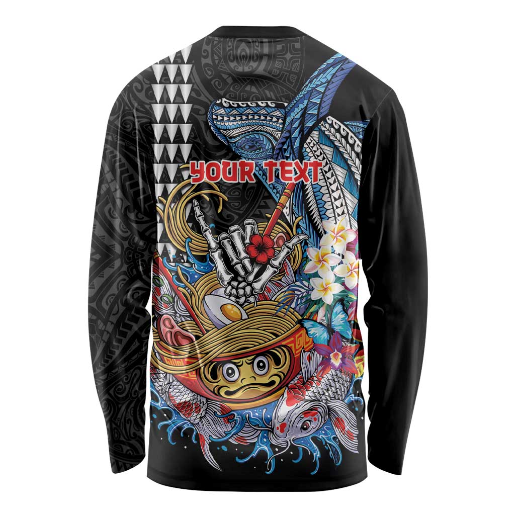 Personalized Japanese Koi Fish Ramen Long Sleeve Shirt Aloha Shark Kakau Pattern LT9 - Polynesian Pride