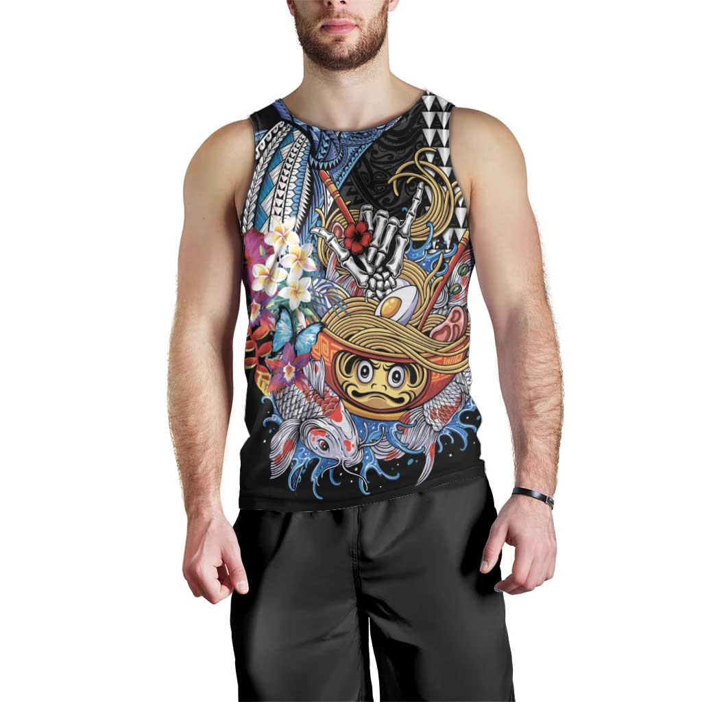 Personalized Japanese Koi Fish Ramen Men Tank Top Aloha Shark Kakau Pattern LT9 - Polynesian Pride