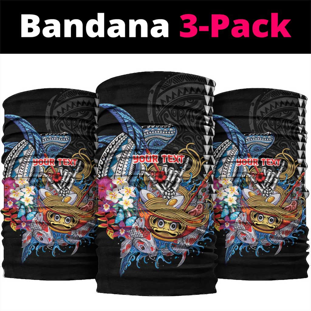 Personalized Japanese Koi Fish Ramen Neck Gaiter Aloha Shark Kakau Pattern LT9 package One Size: 25*50cm Black - Polynesian Pride
