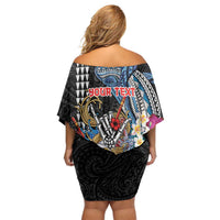 Personalized Japanese Koi Fish Ramen Off Shoulder Short Dress Aloha Shark Kakau Pattern LT9 - Polynesian Pride