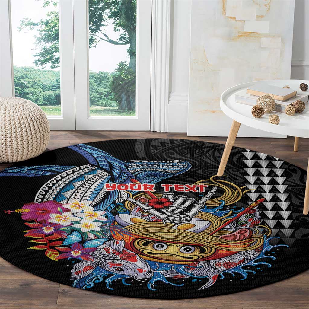 Personalized Japanese Koi Fish Ramen Round Carpet Aloha Shark Kakau Pattern LT9 - Polynesian Pride