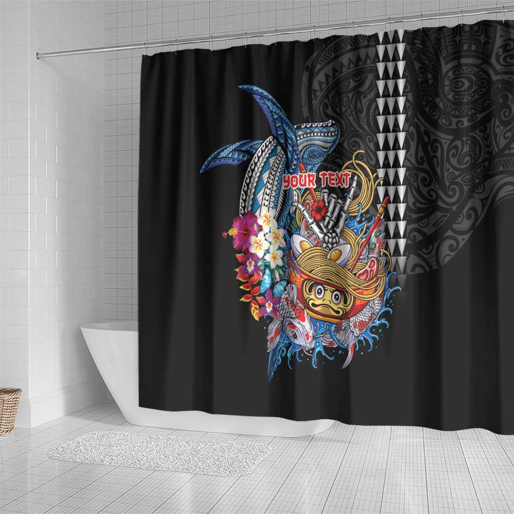 Personalized Japanese Koi Fish Ramen Shower Curtain Aloha Shark Kakau Pattern LT9 - Polynesian Pride