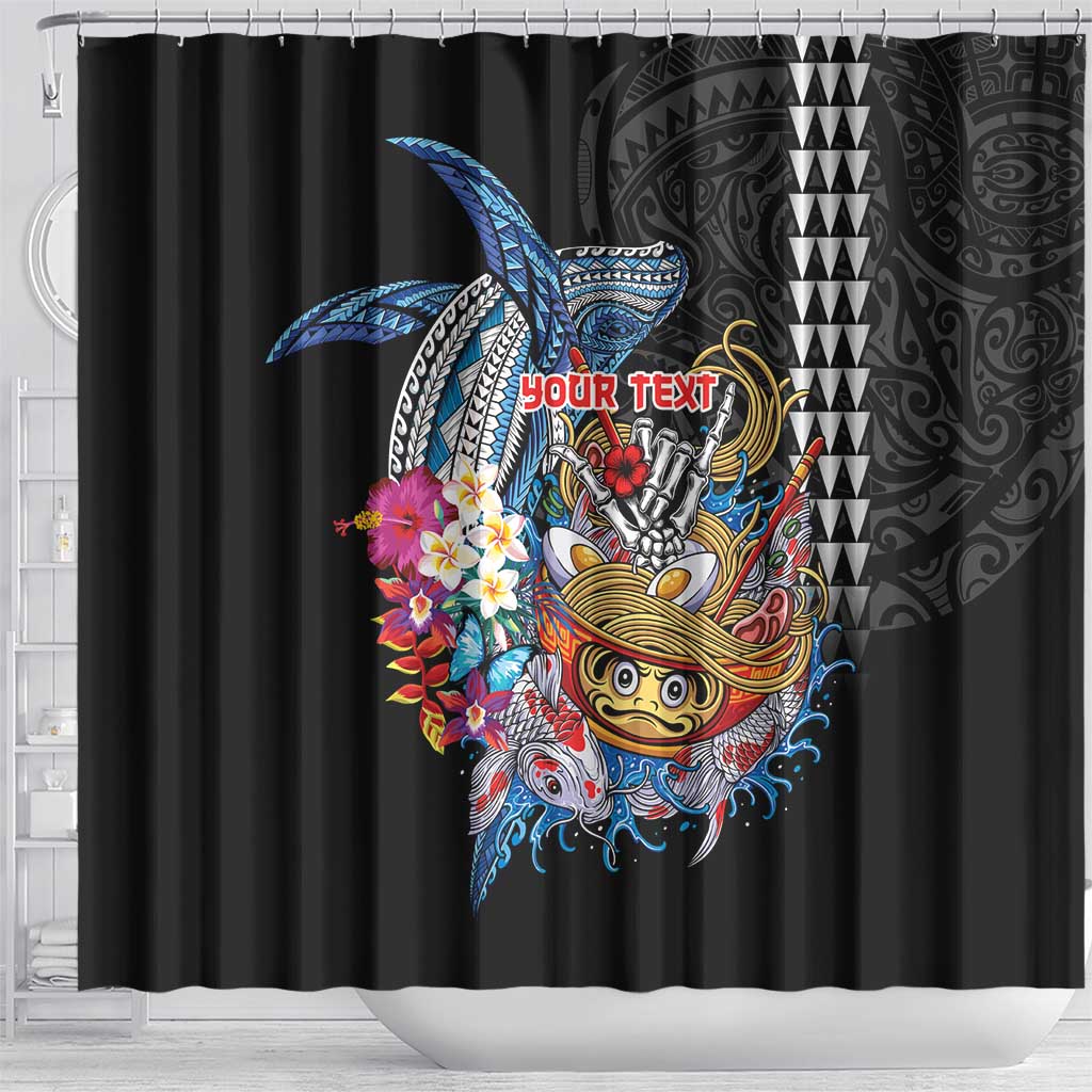 Personalized Japanese Koi Fish Ramen Shower Curtain Aloha Shark Kakau Pattern LT9 - Polynesian Pride