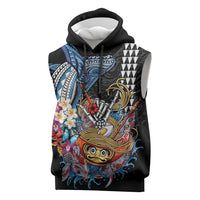 Personalized Japanese Koi Fish Ramen Sleeveless Hoodie Aloha Shark Kakau Pattern LT9 Black - Polynesian Pride