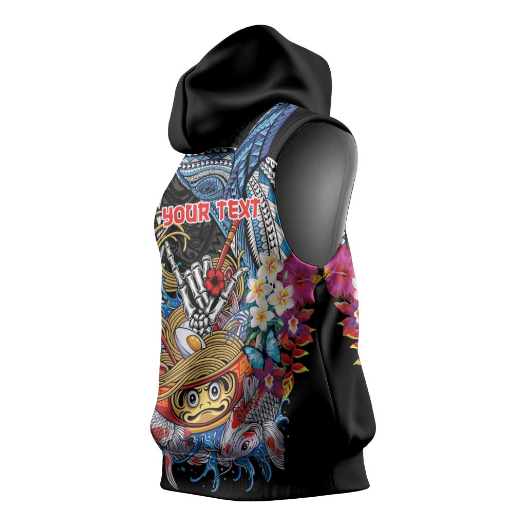 Personalized Japanese Koi Fish Ramen Sleeveless Hoodie Aloha Shark Kakau Pattern LT9 - Polynesian Pride