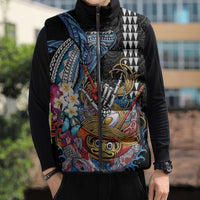 Personalized Japanese Koi Fish Ramen Sleeveless Puffer Jacket Aloha Shark Kakau Pattern LT9 - Polynesian Pride