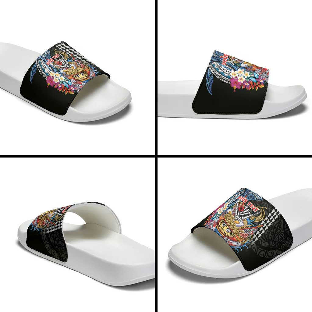 Personalized Japanese Koi Fish Ramen Slide Sandals Aloha Shark Kakau Pattern LT9 - Polynesian Pride