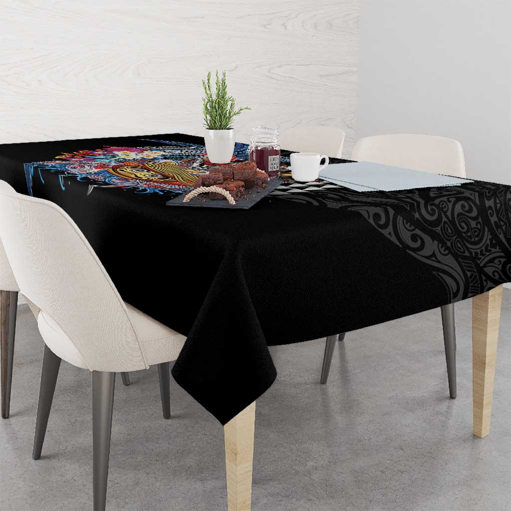 Personalized Japanese Koi Fish Ramen Tablecloth Aloha Shark Kakau Pattern