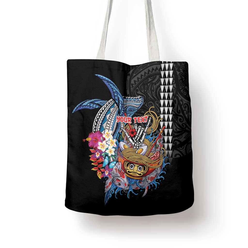 Personalized Japanese Koi Fish Ramen Tote Bag Aloha Shark Kakau Pattern LT9 - Polynesian Pride